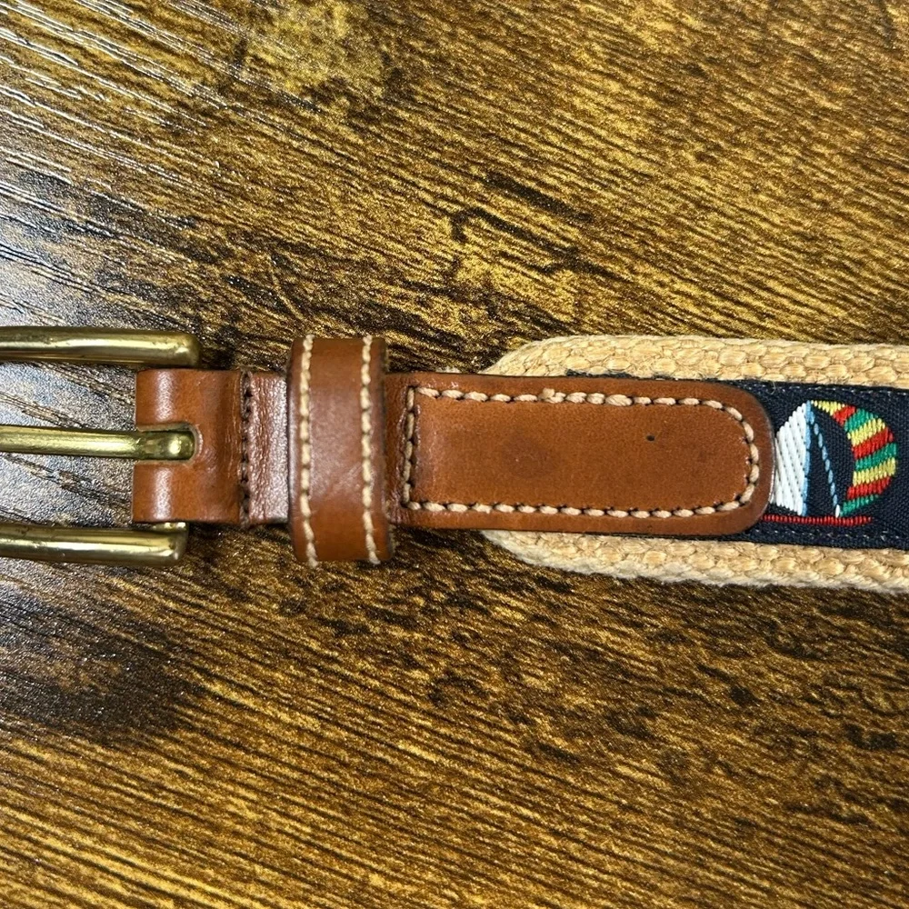 VTG 90s Dooney‎ & Bourke Belt Sailboat Woven Canvas Size 30 Nautical Preppy